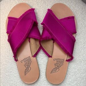 Ancient Greek Sandals Fuchsia Cross-Strap Sandals